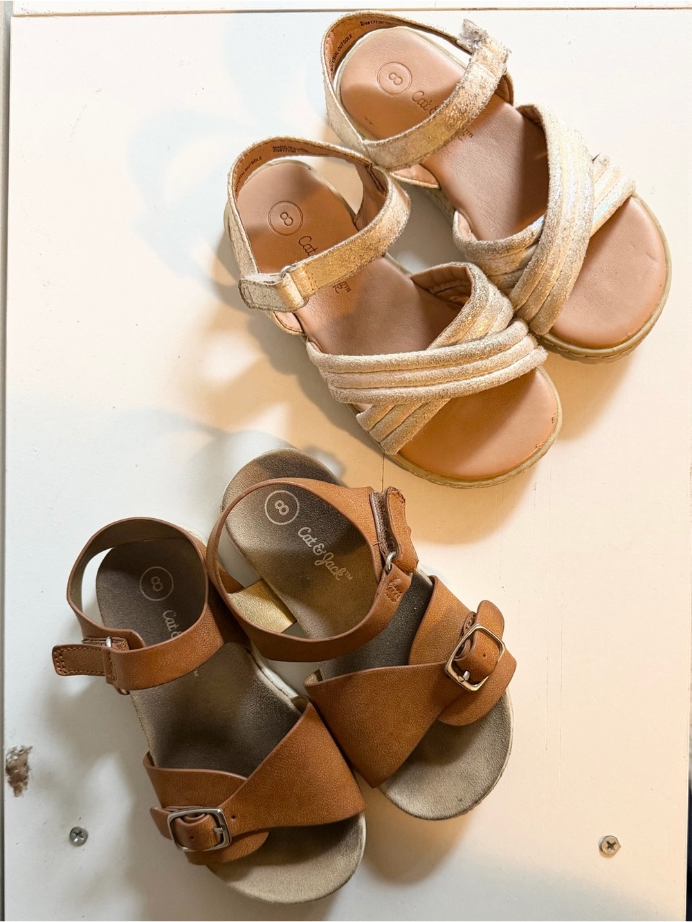 Cat & Jack Girls Metallic Gold and Brown Sandal Set